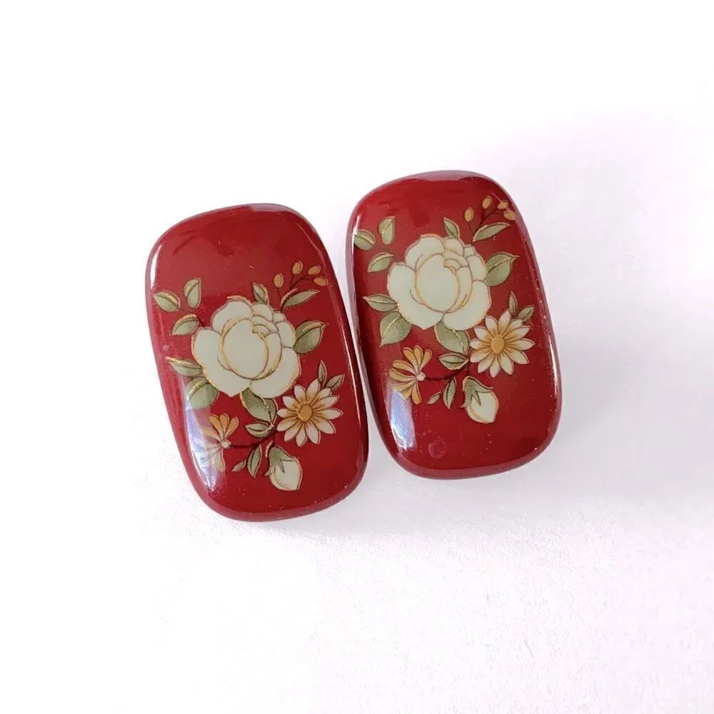 Sarah Coventry Red Floral Earrings